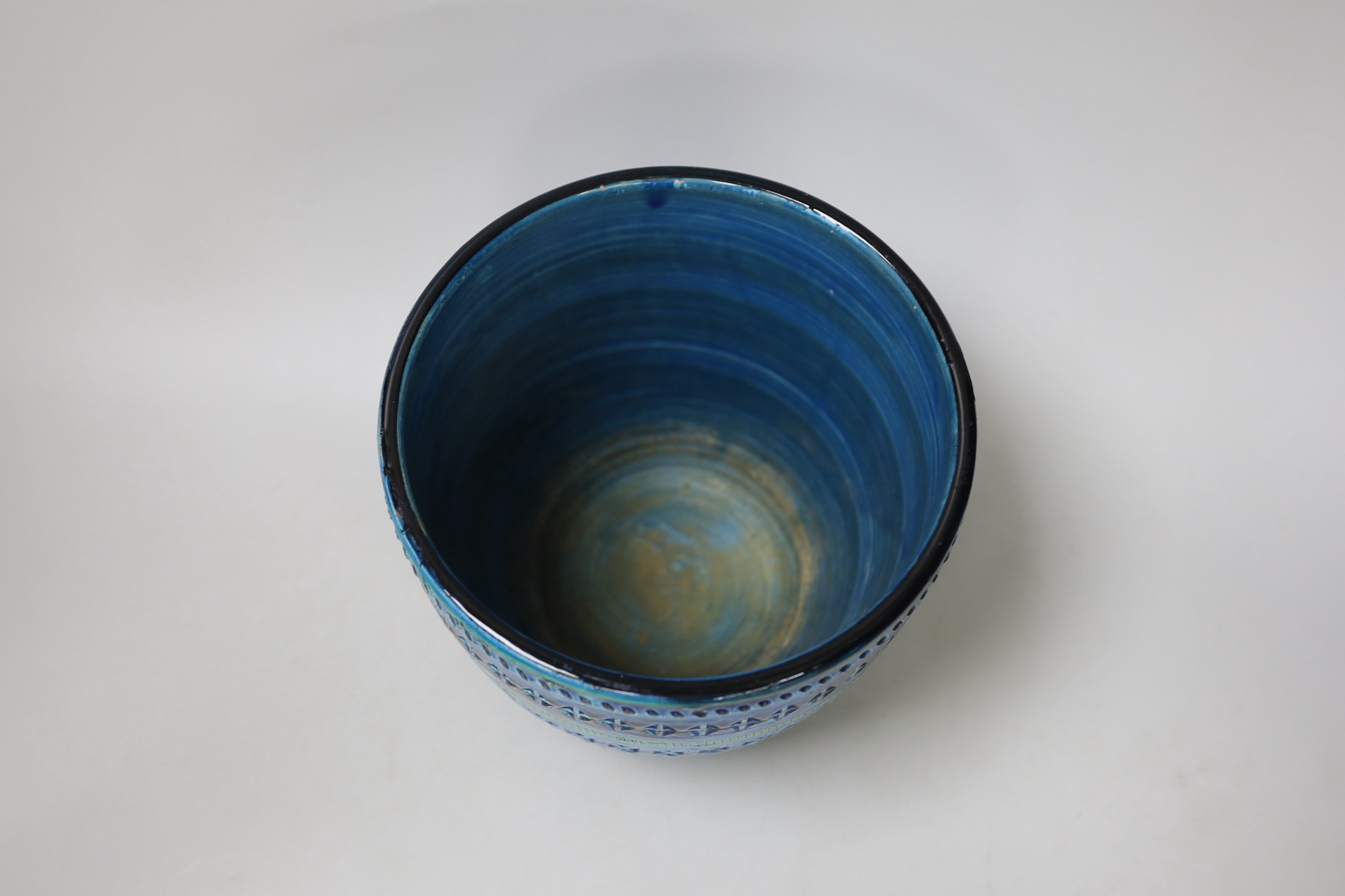 An Aldo Londi turquoise glazed jardiniere 1955, Rimini blue, 16cm